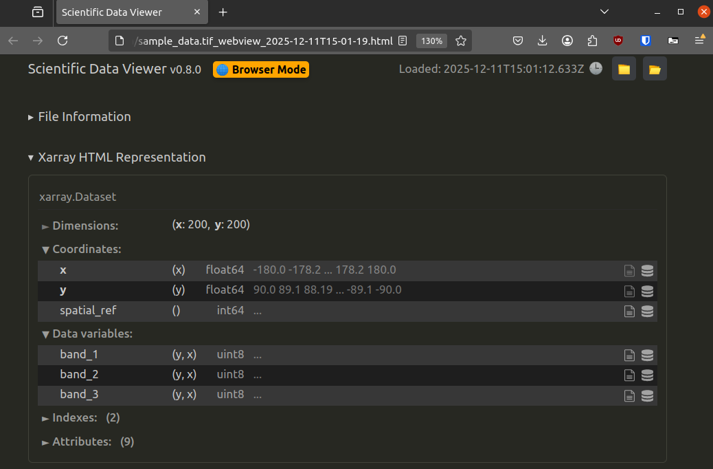 Screenshot showing an exported HTML report opened in Firefox