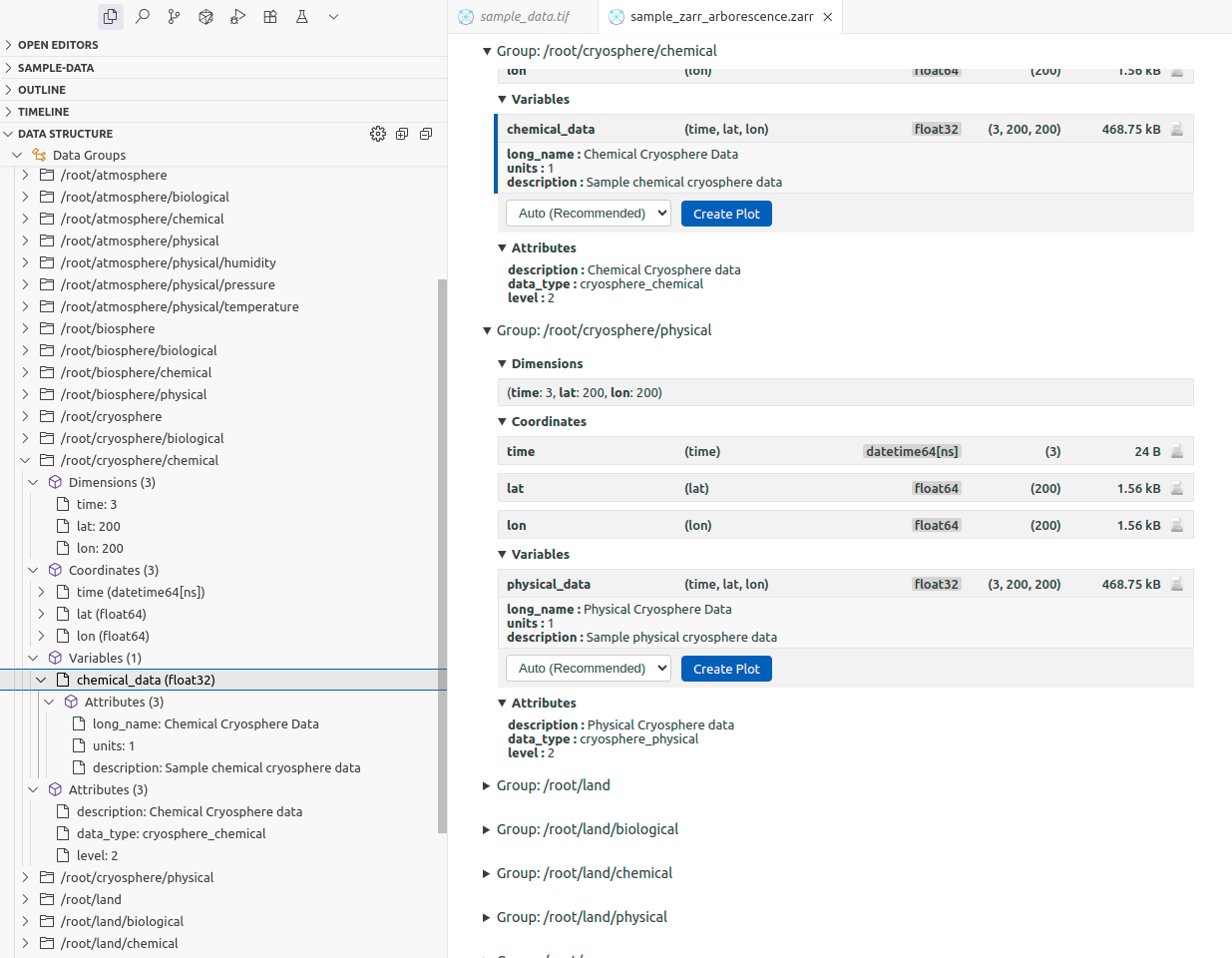 Screenshot showing the "Data Structure" tree view with focus on a variable in VS Code